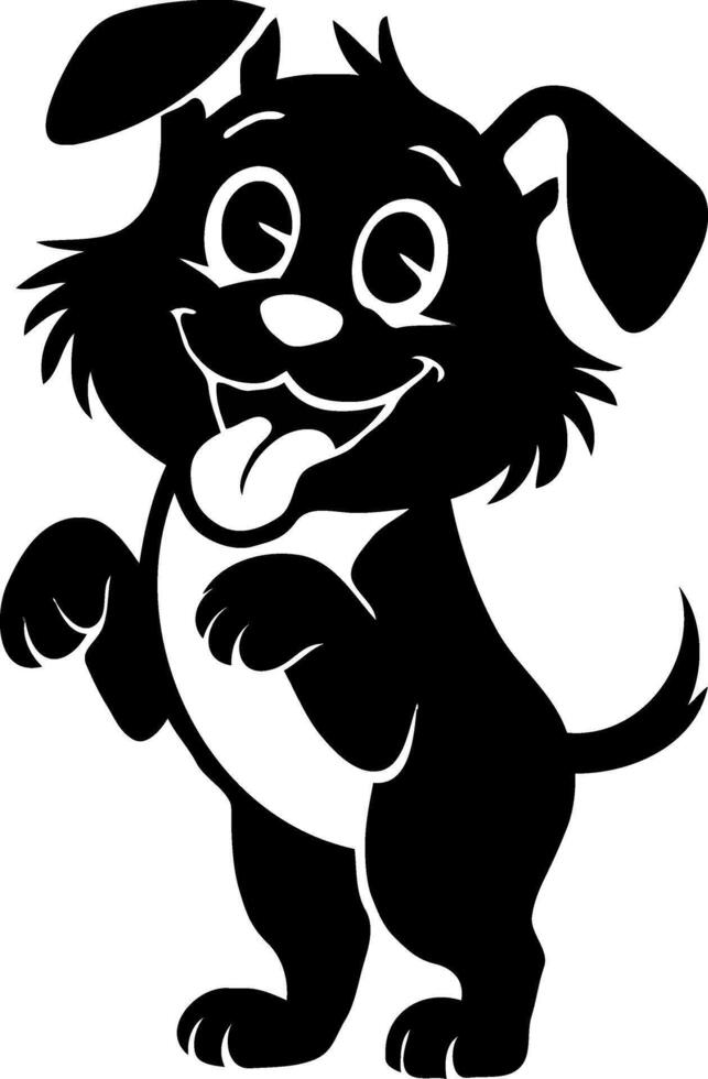 Black and white cartoon dog with tongue out vector