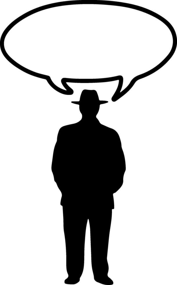 Silhouette of man with speech bubble vector