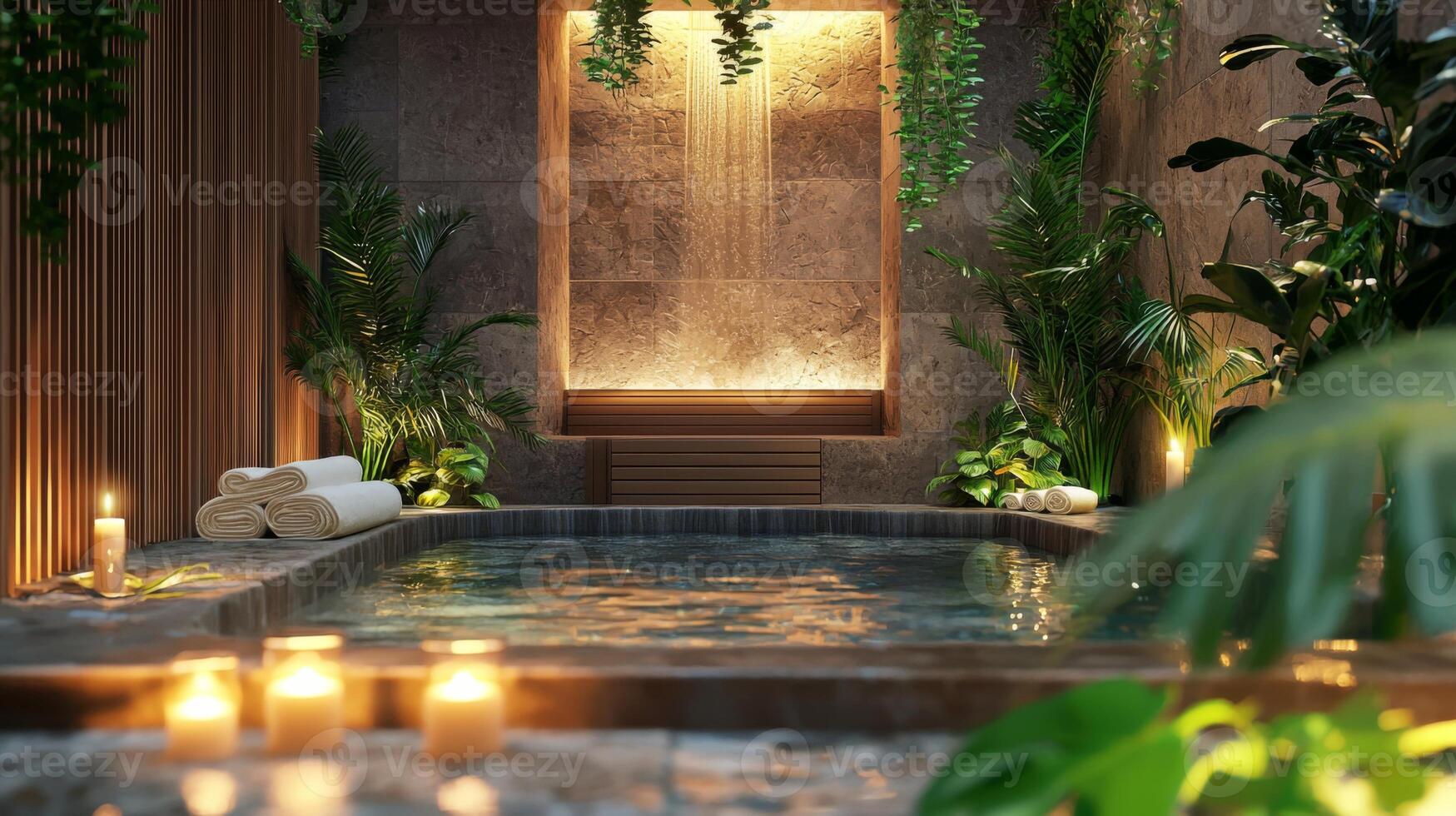 Luxury Spa Massage Room Interior. Relaxing spa environments promoting wellness photo
