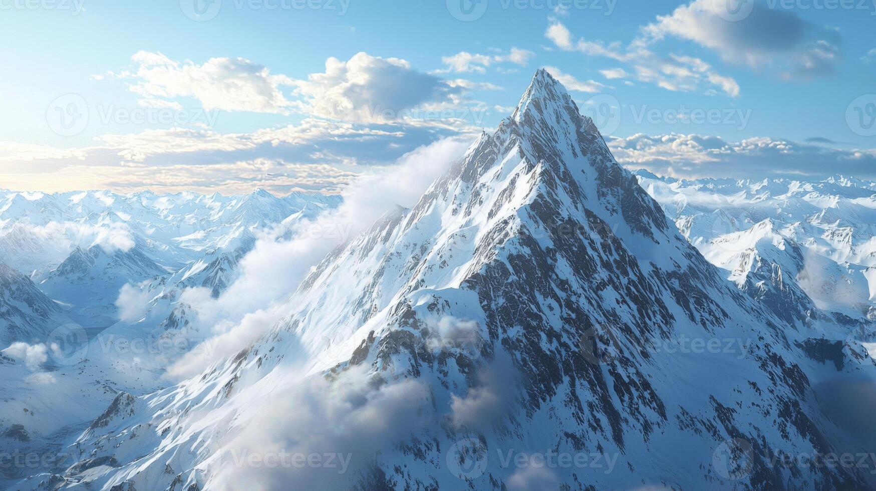 A panoramic view from the highest peak. Scenic views on mountain peaks photo