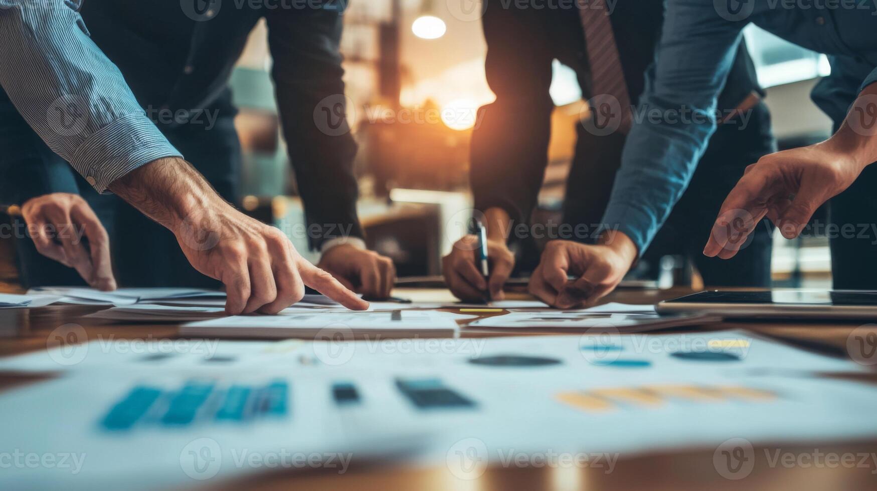 Teamwork and collaboration in project planning. Business team meeting project planning concept photo
