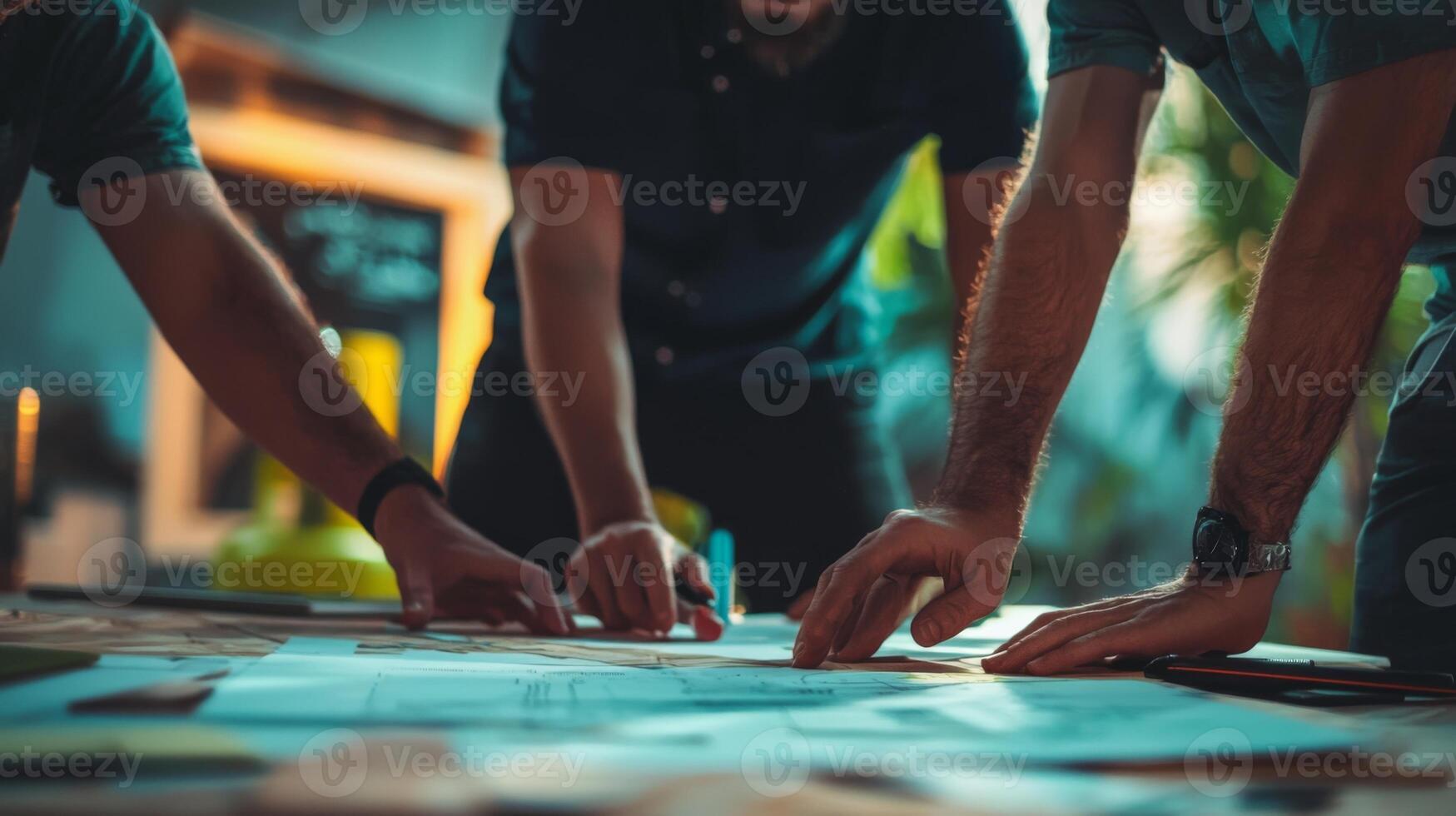 Teamwork and collaboration in project planning. Business team meeting project planning concept photo