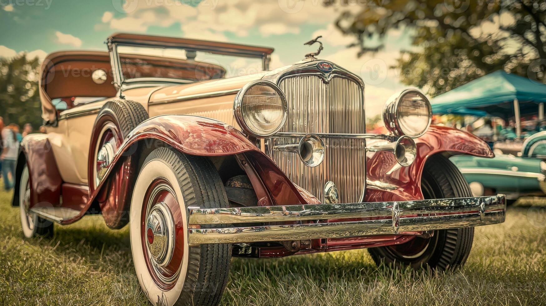 Vintage cars and classic automobile show. Parade of retro luxury classic old cars photo