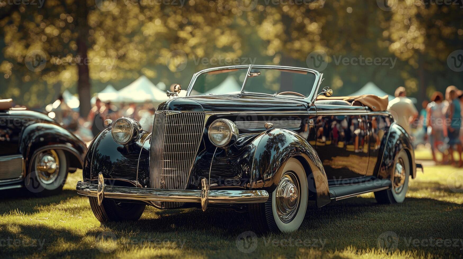 Vintage cars and classic automobile show. Parade of retro luxury classic old cars photo
