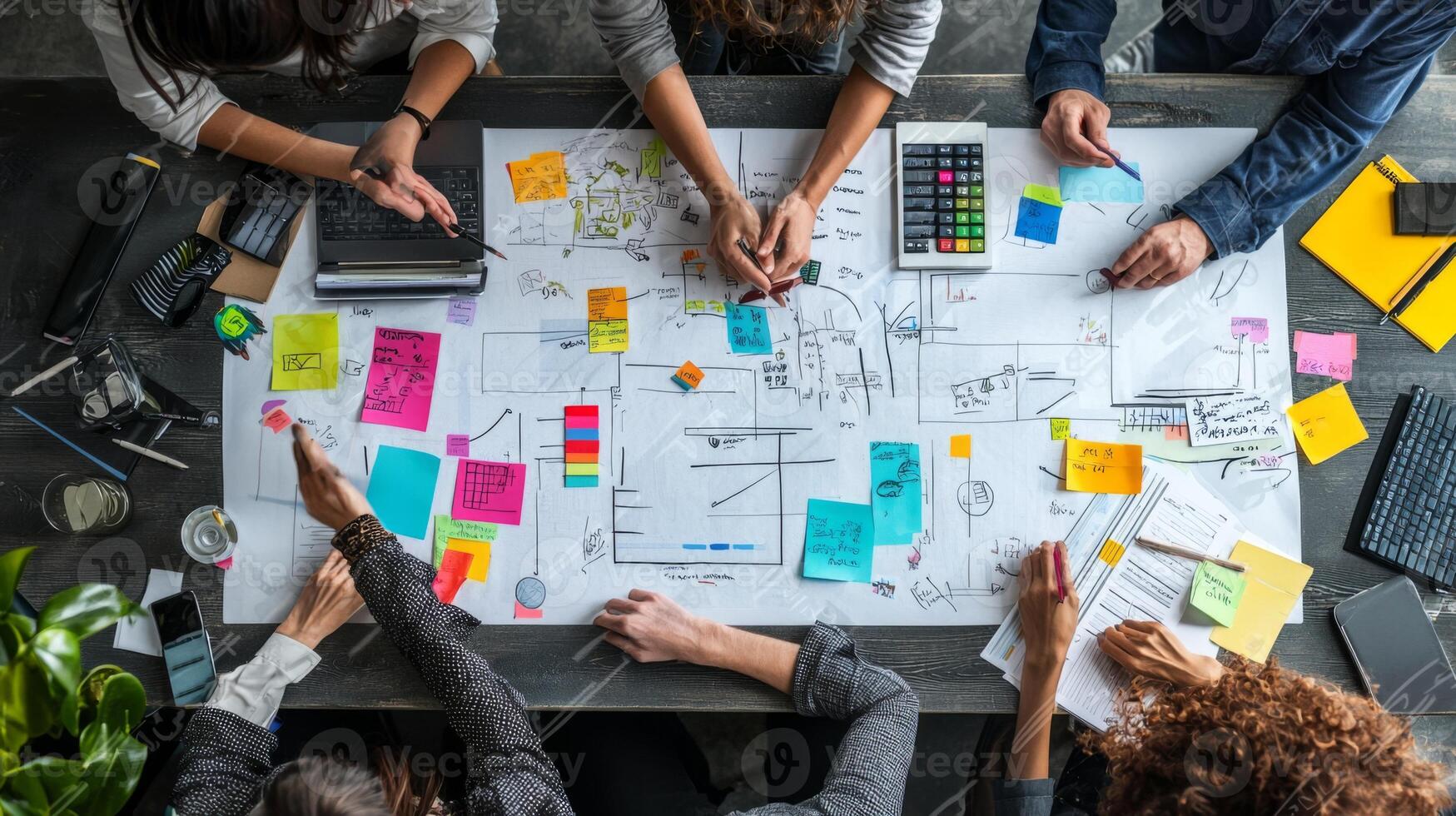 Teamwork and collaboration in project planning. Business team meeting project planning concept photo