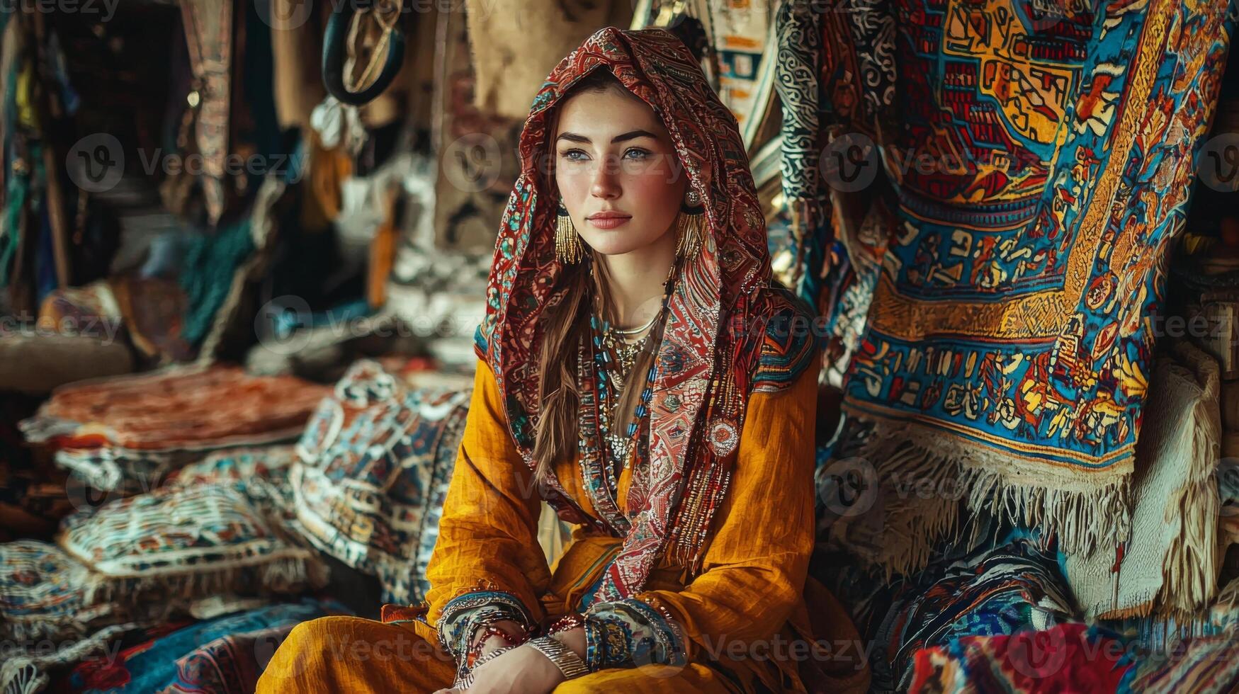 Traveler experiencing local traditions and customs. Traveler enjoying local culture photo