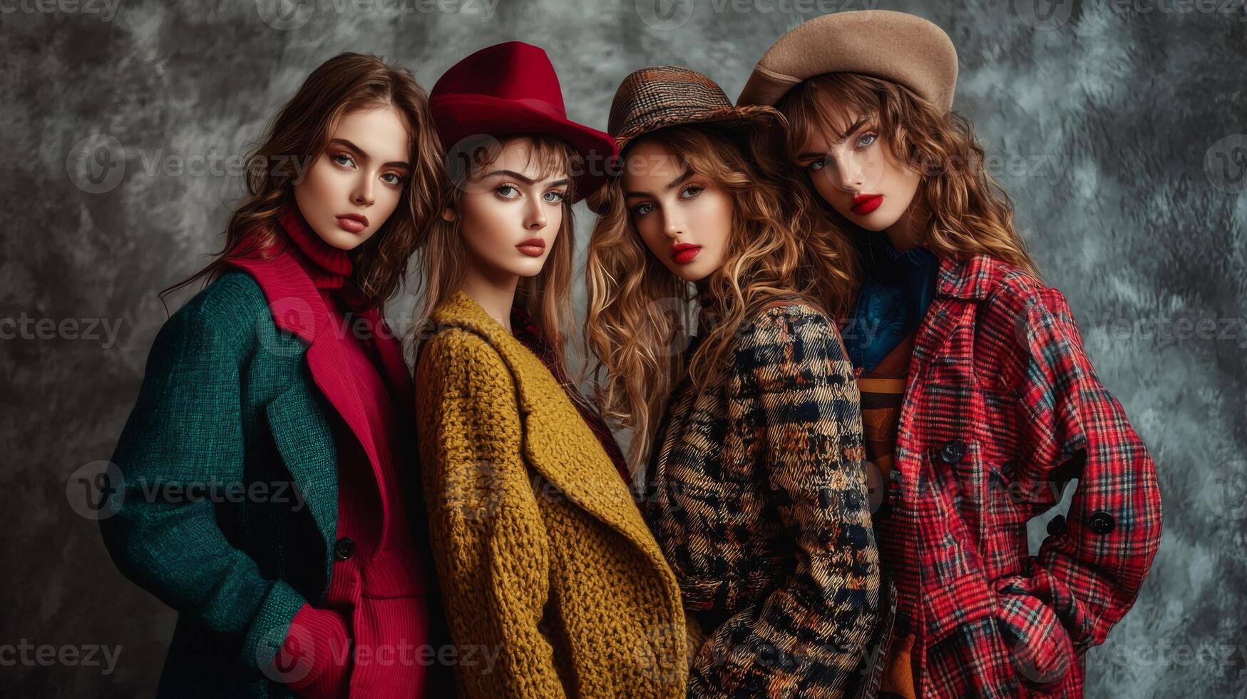 Beautiful stylish models showcasing the latest fashion trends photo