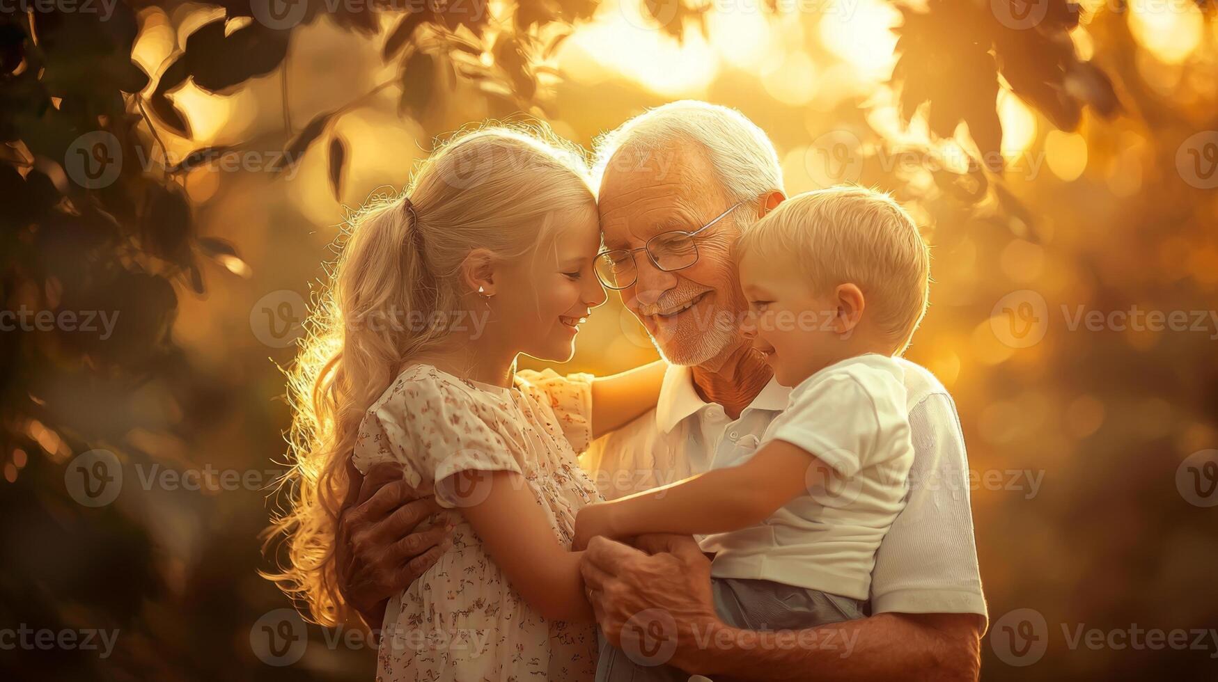 Seniors sharing moments of joy with grandchildren, Happy grandparents photo