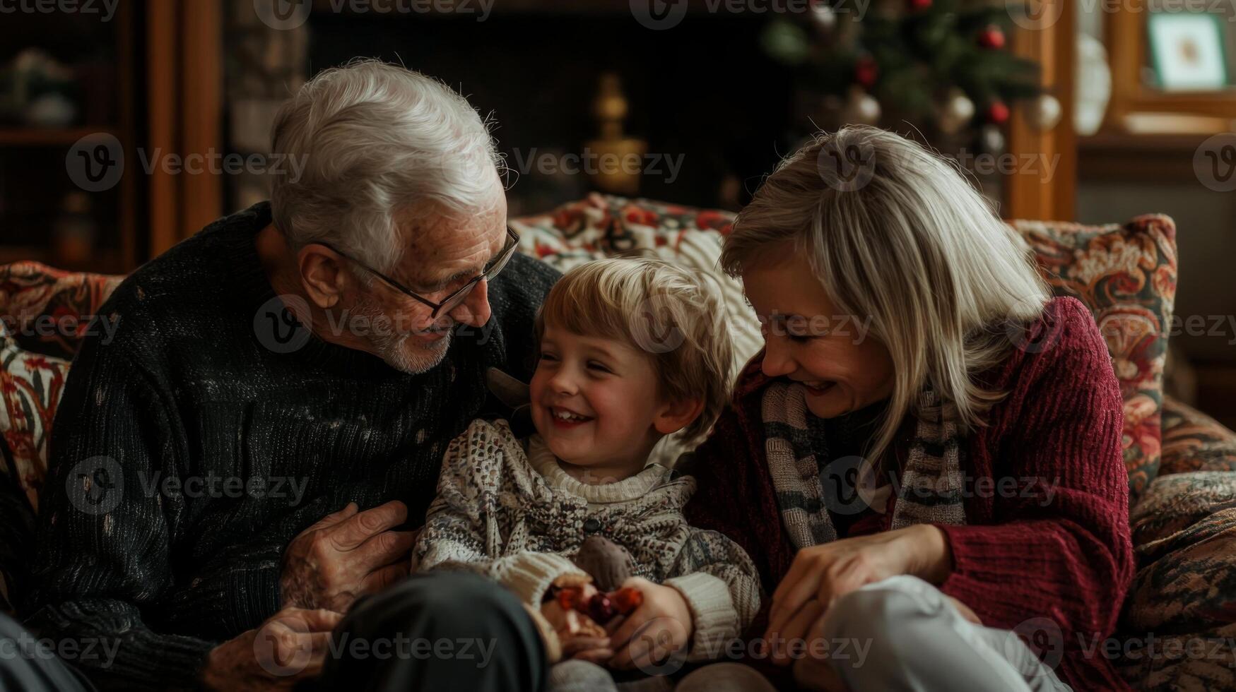 Seniors sharing moments of joy with grandchildren, Happy grandparents photo