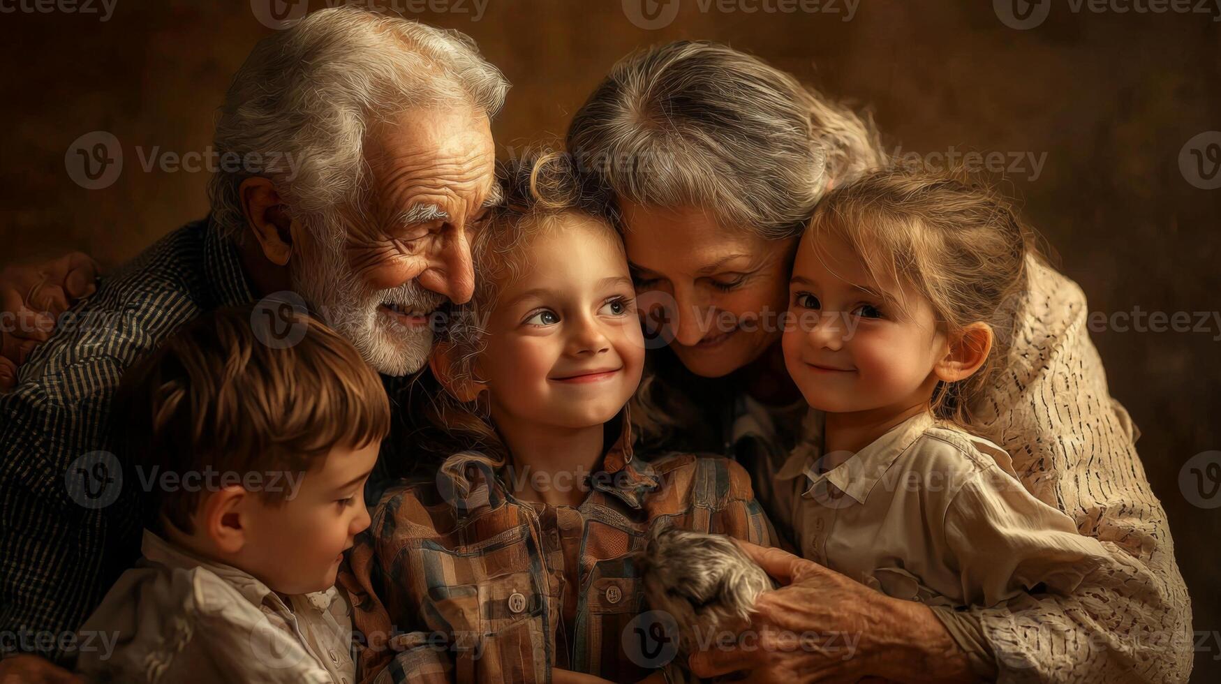 Seniors sharing moments of joy with grandchildren, Happy grandparents photo