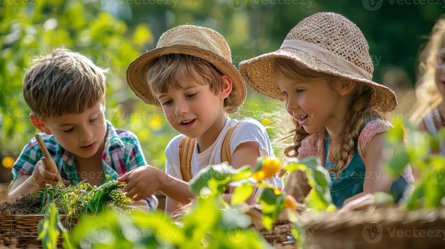 Children learning about farming on educational trip. Educational Farm Tour photo