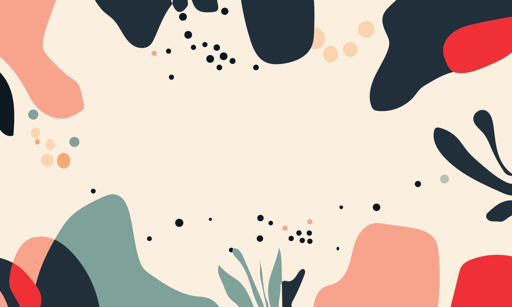 Abstract flat background with simple shapes and organic forms, muted green color palette, modern design elements, minimalist style, flat lay composition vector