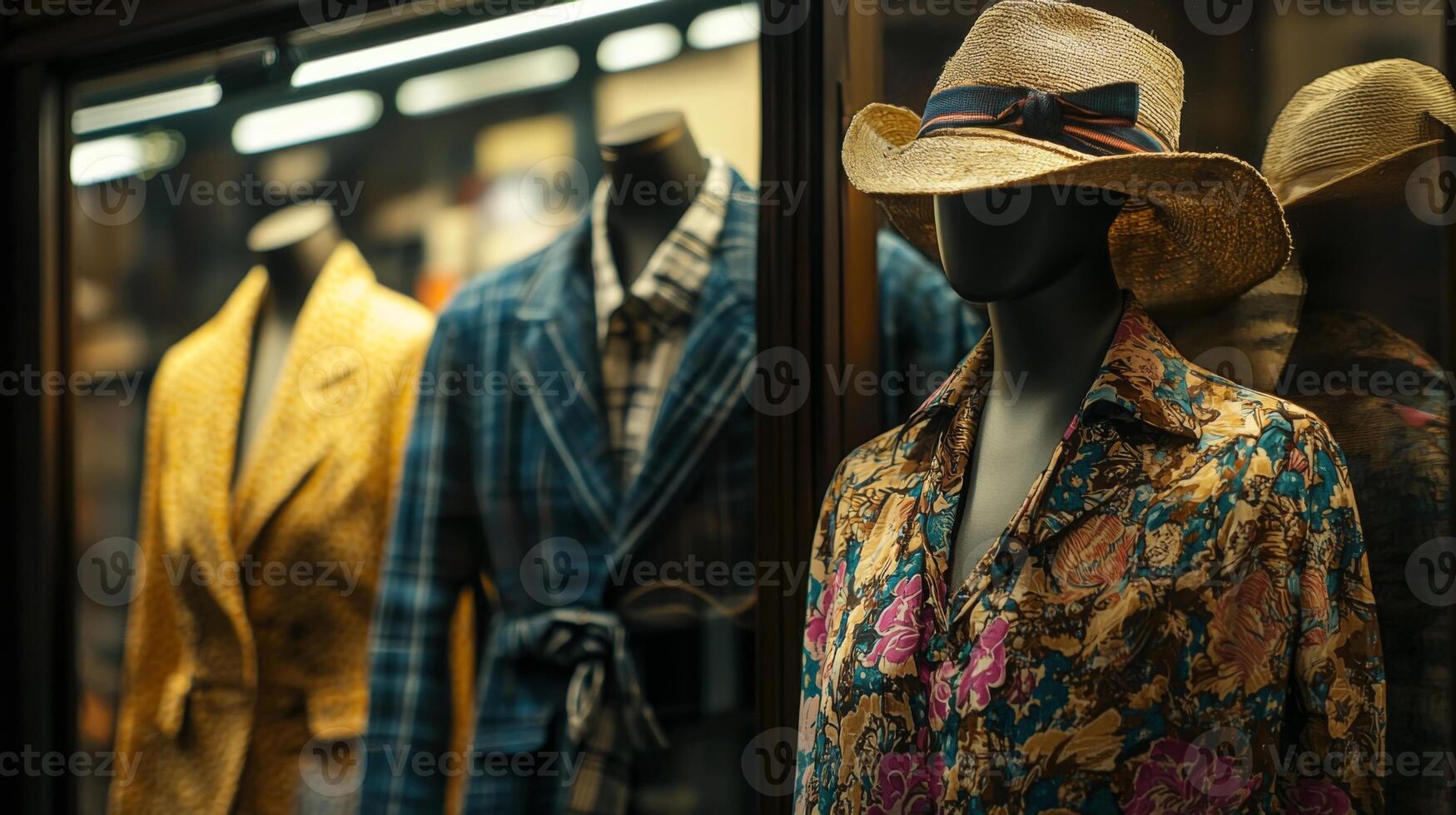 Vintage clothing store with dresses and fashion items displayed in a charming boutique photo