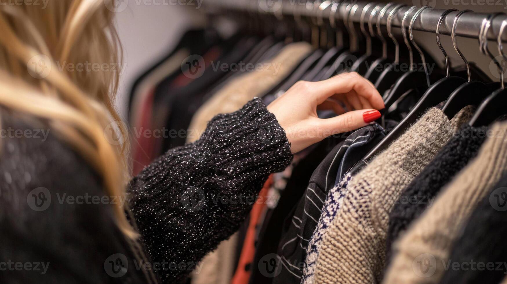 Woman personal stylist organizing client wardrobe. Personal shopper or shop assistant photo