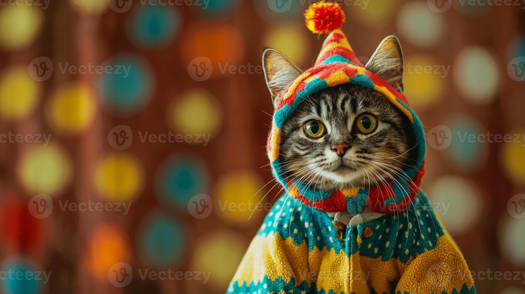 Cat in silly outfit. A cat wearing a funny costume or hat photo
