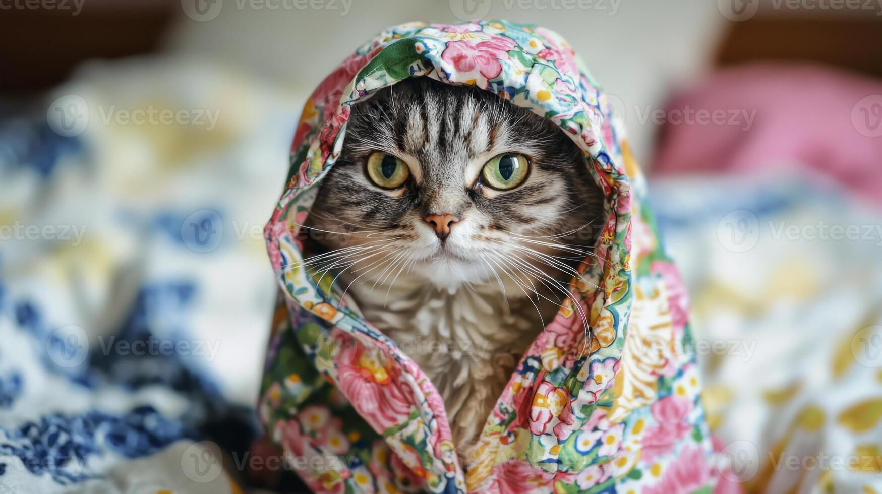 Cat in silly outfit. A cat wearing a funny costume or hat photo