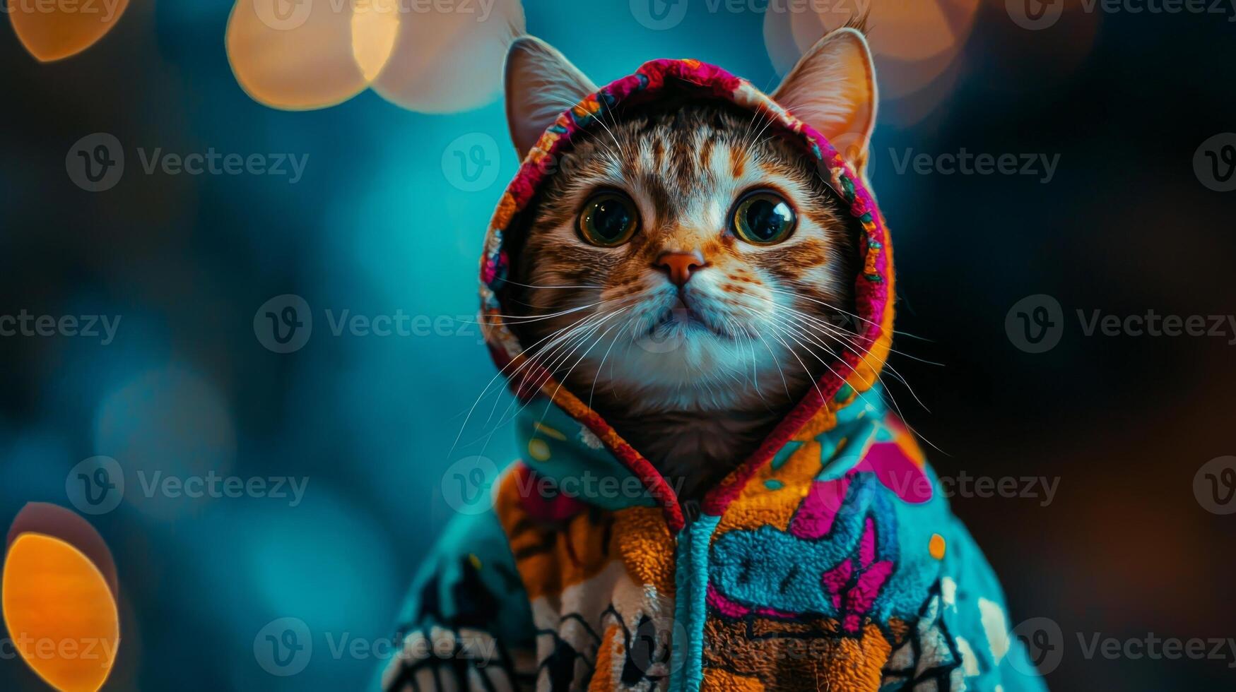Cat in silly outfit. A cat wearing a funny costume or hat photo