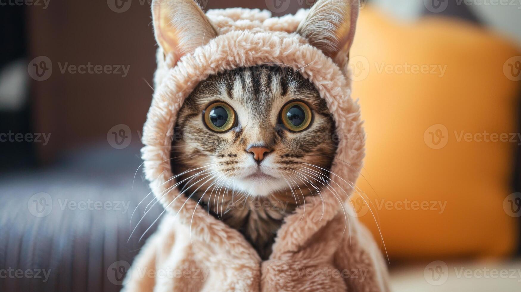 Cat in silly outfit. A cat wearing a funny costume or hat photo