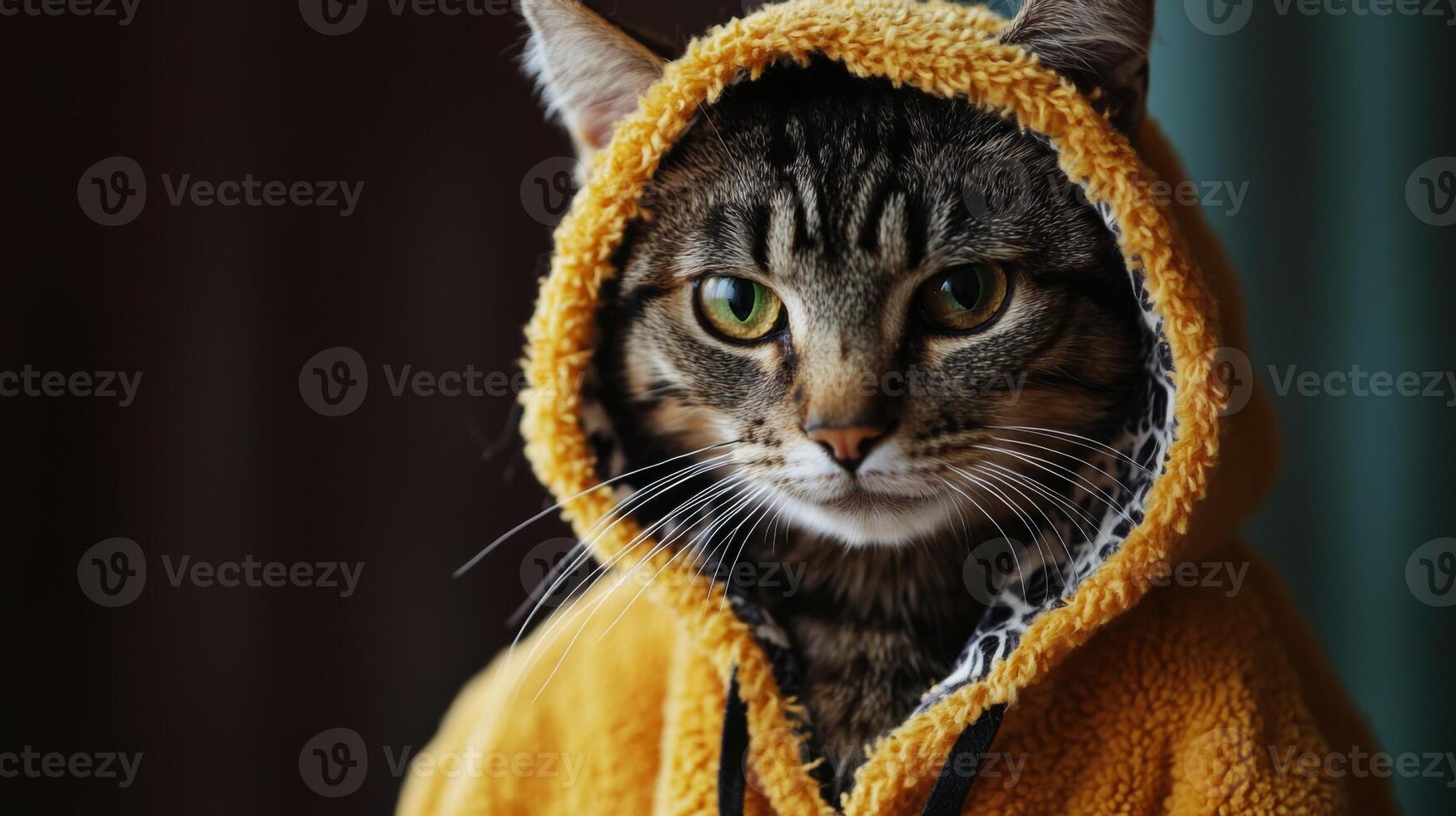 Cat in silly outfit. A cat wearing a funny costume or hat photo