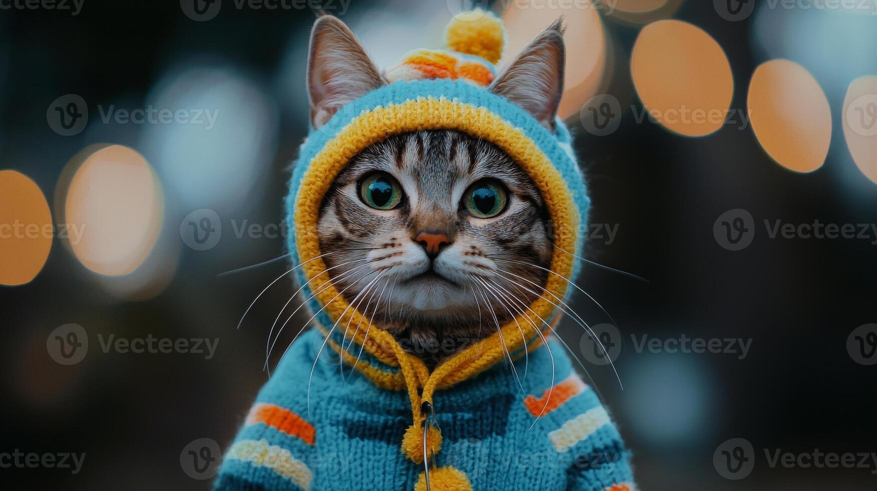 Cat in silly outfit. A cat wearing a funny costume or hat photo