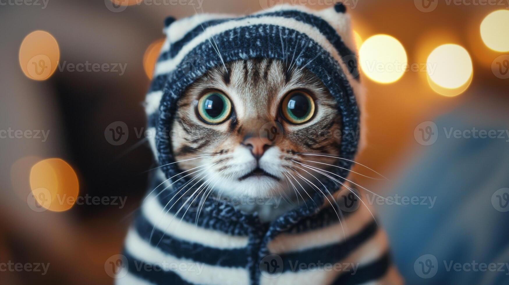 Cat in silly outfit. A cat wearing a funny costume or hat photo