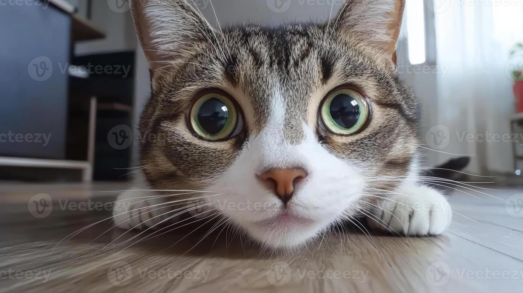 Funny cat expression caught on camera. A beautiful portrait of a cat photo