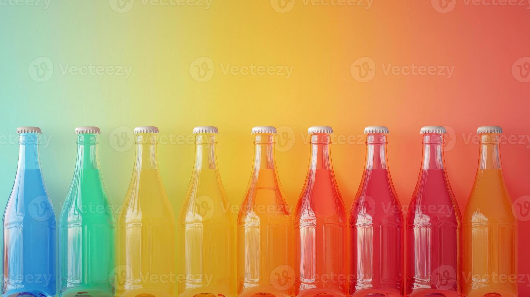 Colorful soda bottles arranged for a party. Vibrant Glass Soda Bottles, assorted soda bottles photo