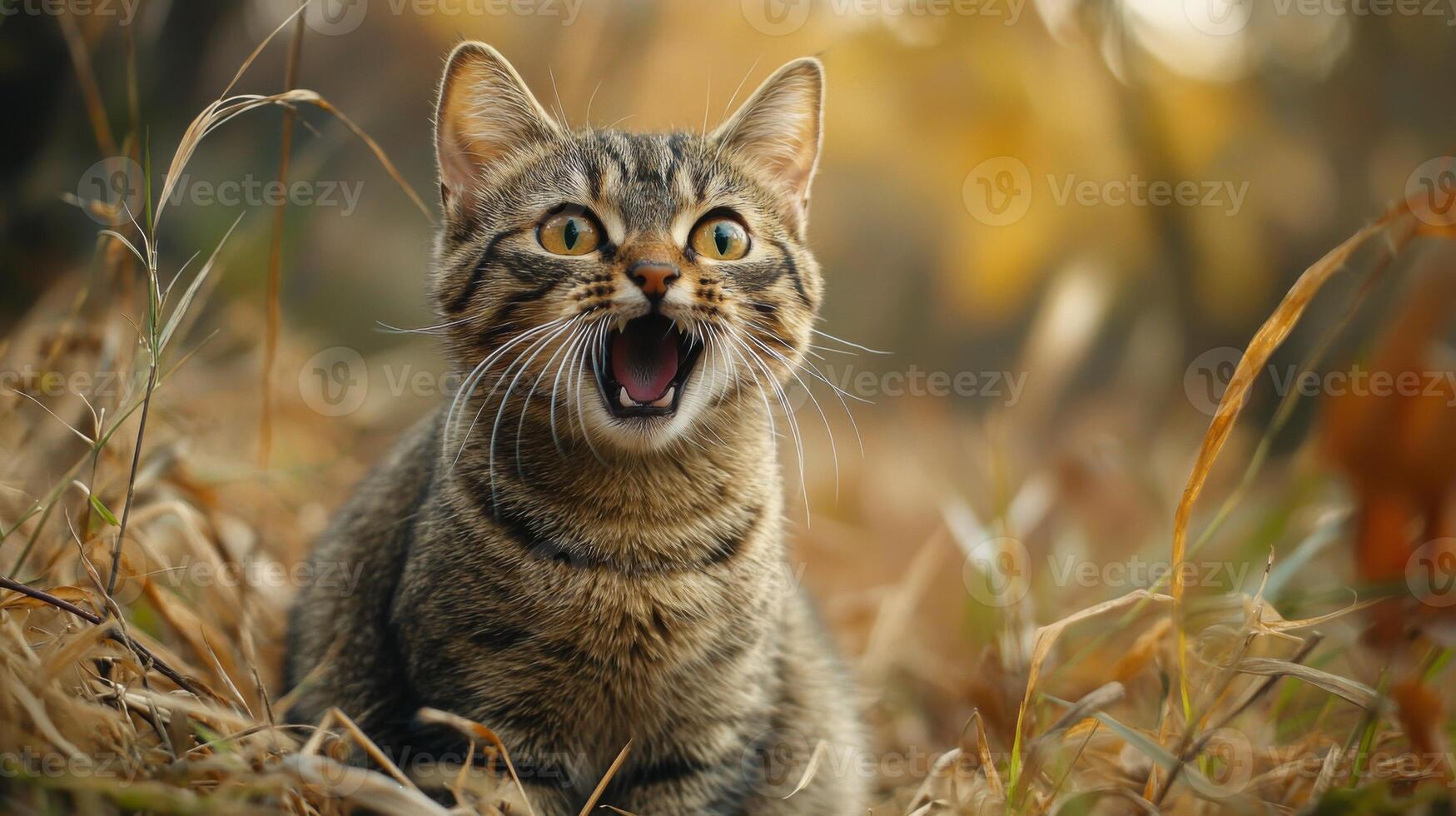 Funny cat expression caught on camera. A beautiful portrait of a cat photo
