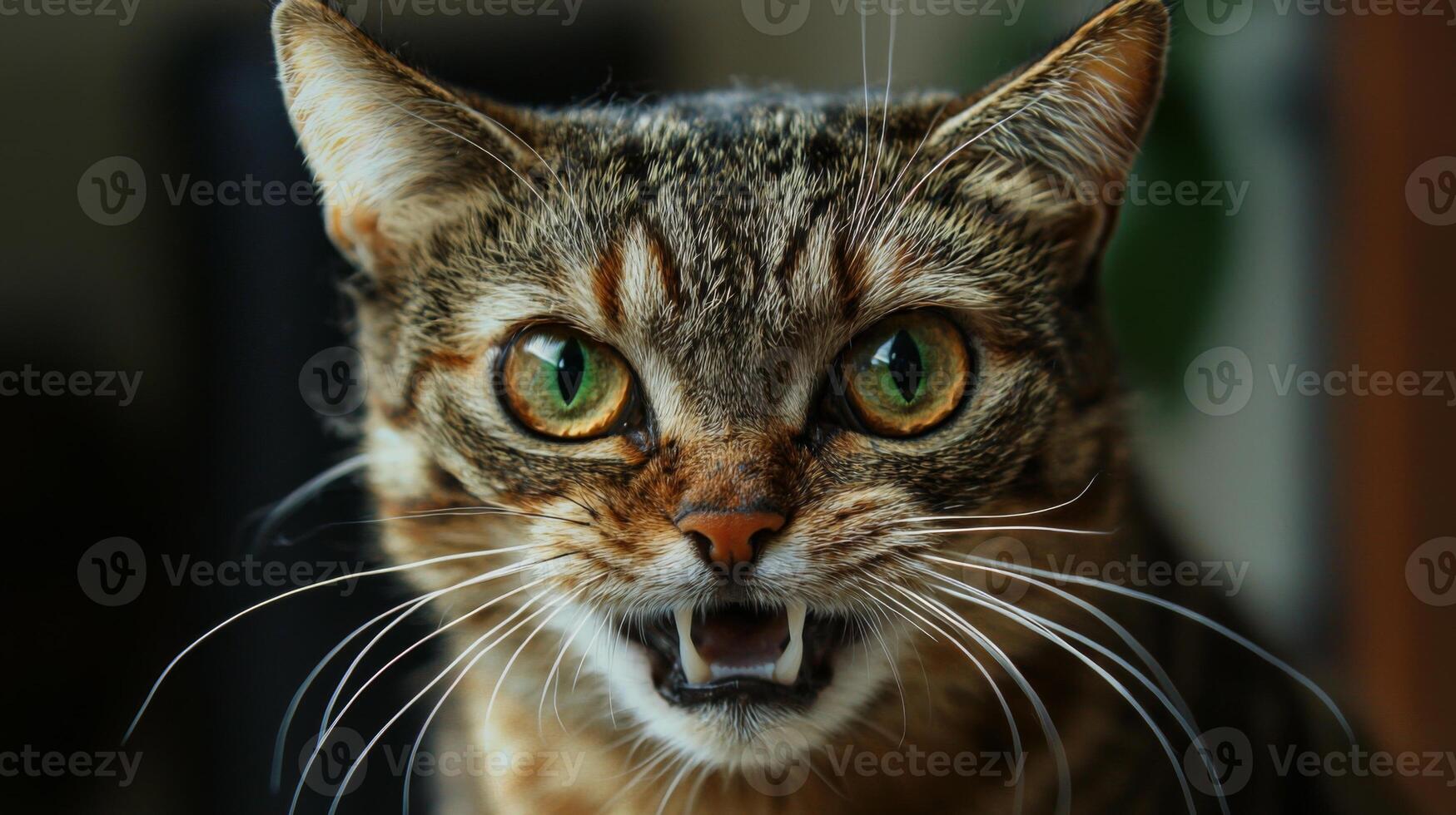 Funny cat expression caught on camera. A beautiful portrait of a cat photo