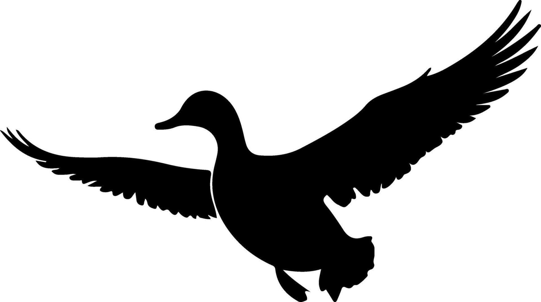 A black and white silhouette of a duck flying vector