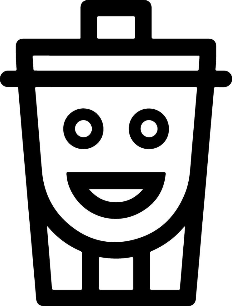 A black and white image of a trash can vector