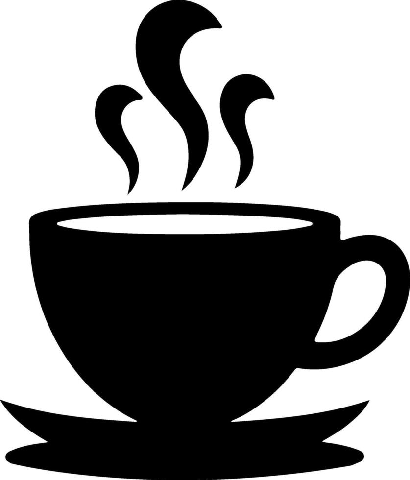 A black and white cup of coffee with steam vector
