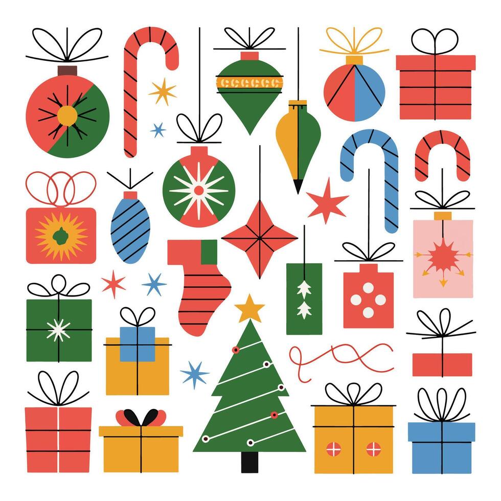 A festive collection of Christmas elements vector