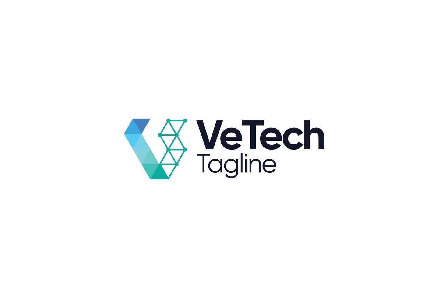 Logo v technology abstract design vector