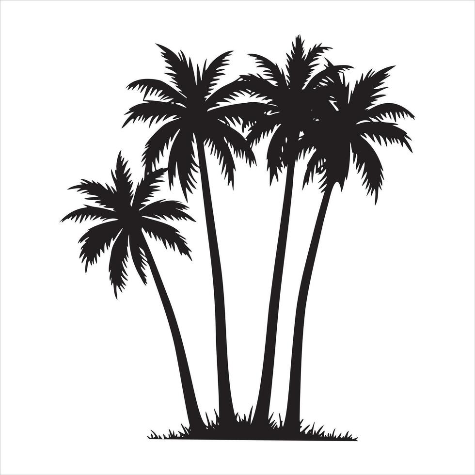 Elegant Palm Tree Silhouettes with White Background vector