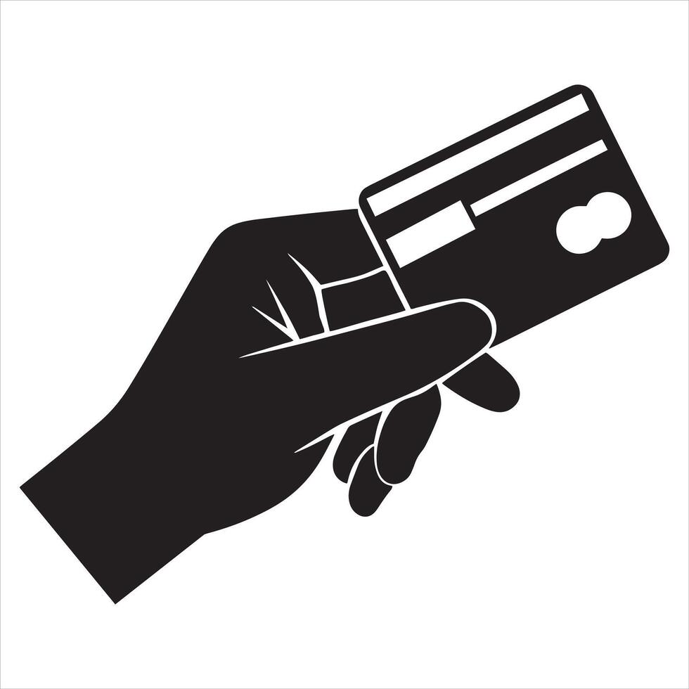 Credit Card Icon Held by Hand on a White Background vector