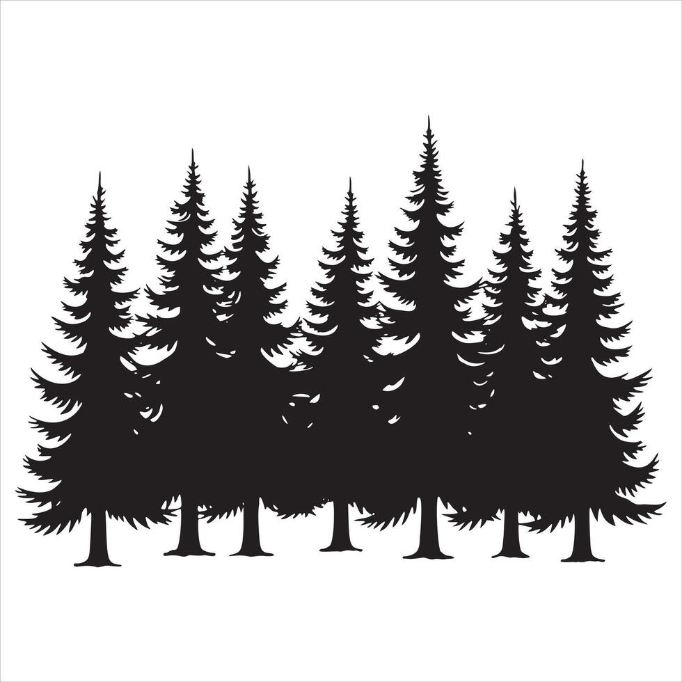 A black and white silhouette of trees vector