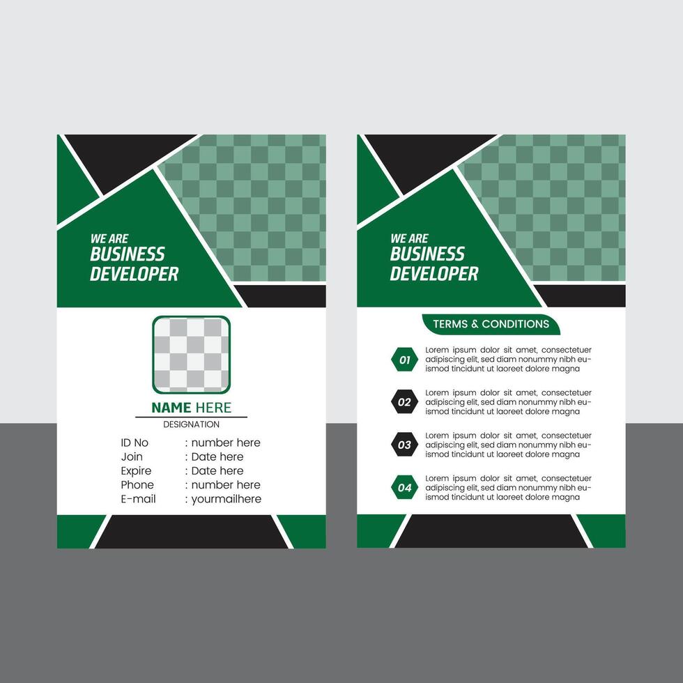 Modern and professional business id card template. corporate and clean id card design template for office employee, staff or others. vector