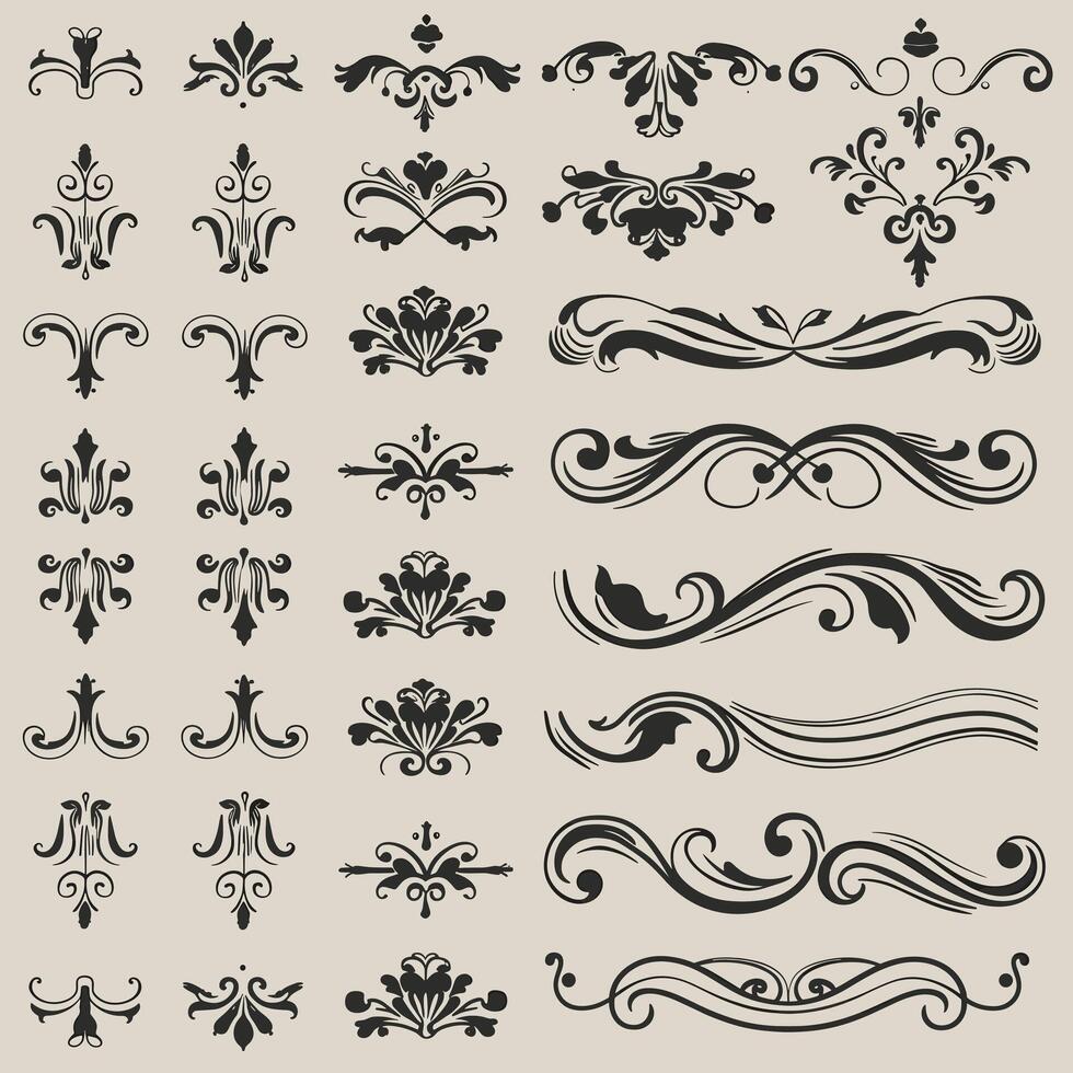 Black and white scrolls add charm to intricate vintage designs. vector