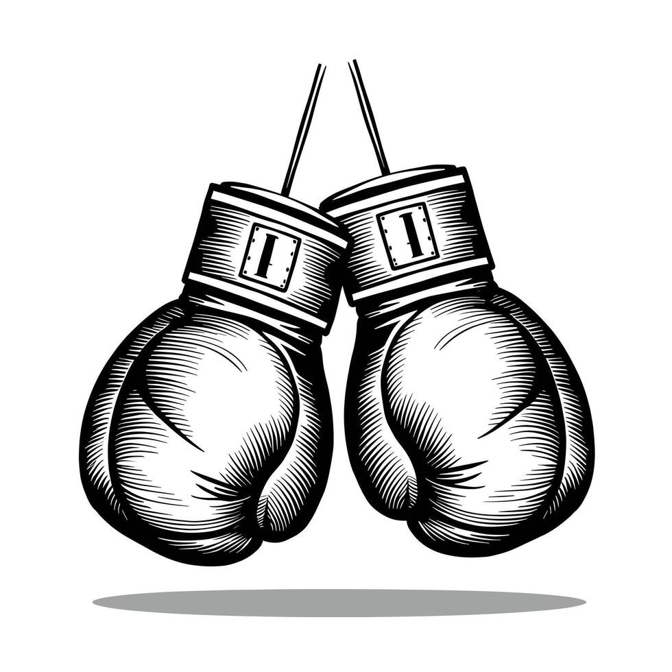 Boxing gloves illustration ink sketch vector
