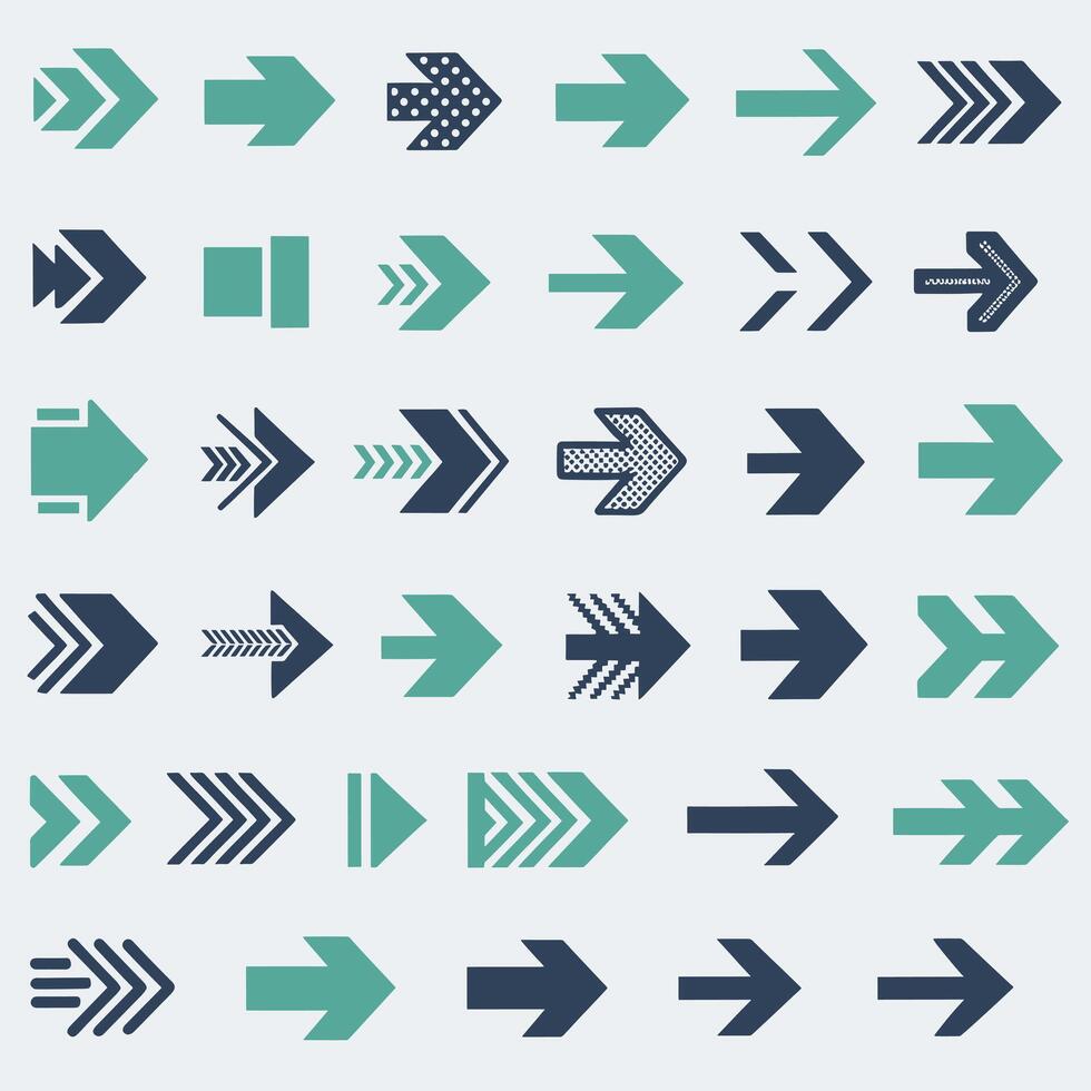 Various arrows and arrows in different colors vector