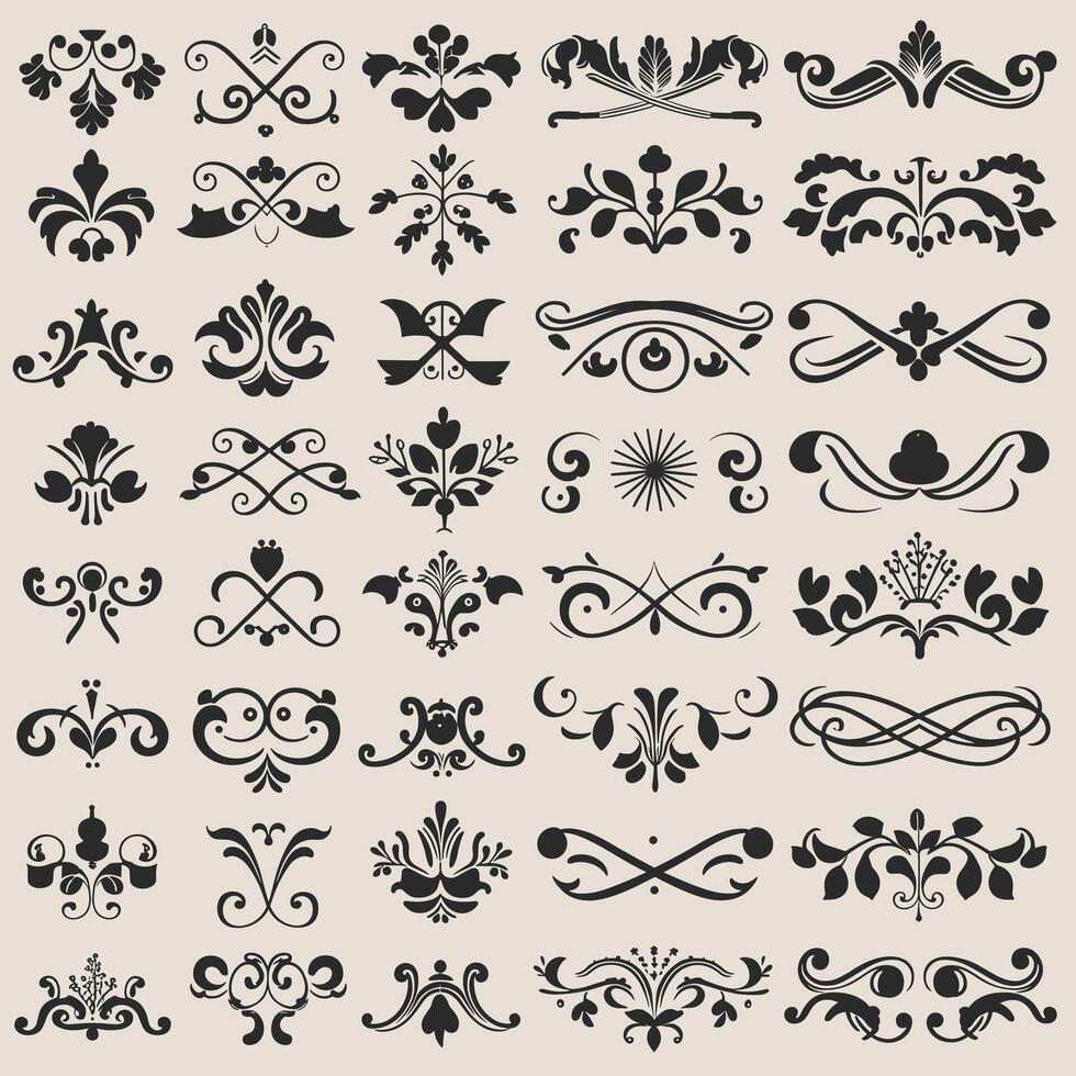 Black and white designs showcase intricate decorative elements. vector