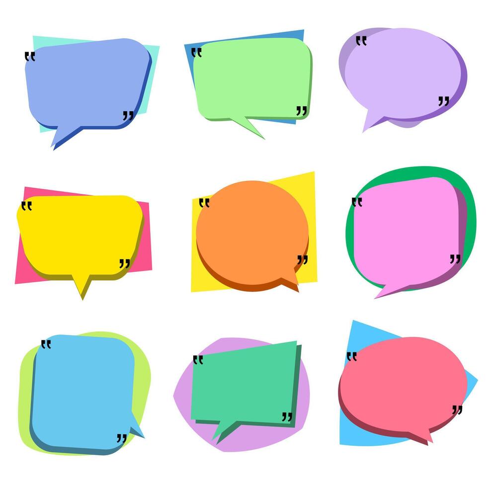 Speech chat bubble talk balloon, graphic. Text message communication illustration symbol set in doodle. Word speak icon collection sticker banner. Comic cartoon dialogue, think, comment, quote. vector