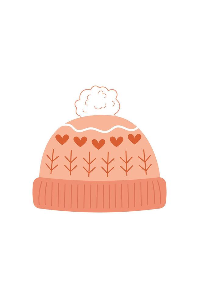 Cute pink hat illustration on white background. vector