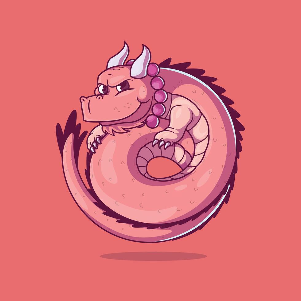 Pink Dragon Character. vector
