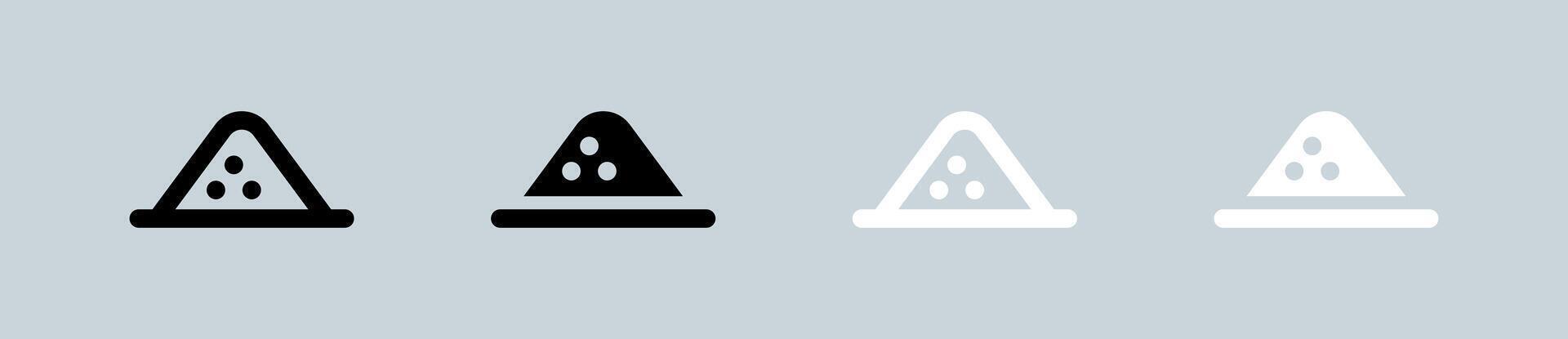 Powder icon set in black and white. Mineral signs illustration. vector