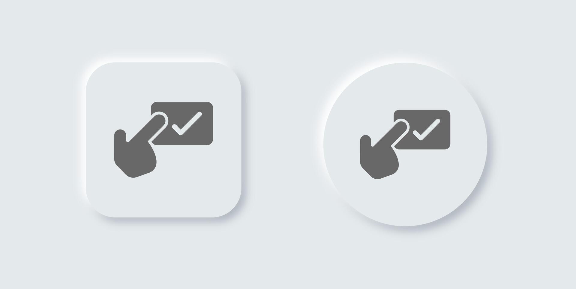 Confirm solid icon in neomorphic design style. Approved signs illustration. vector