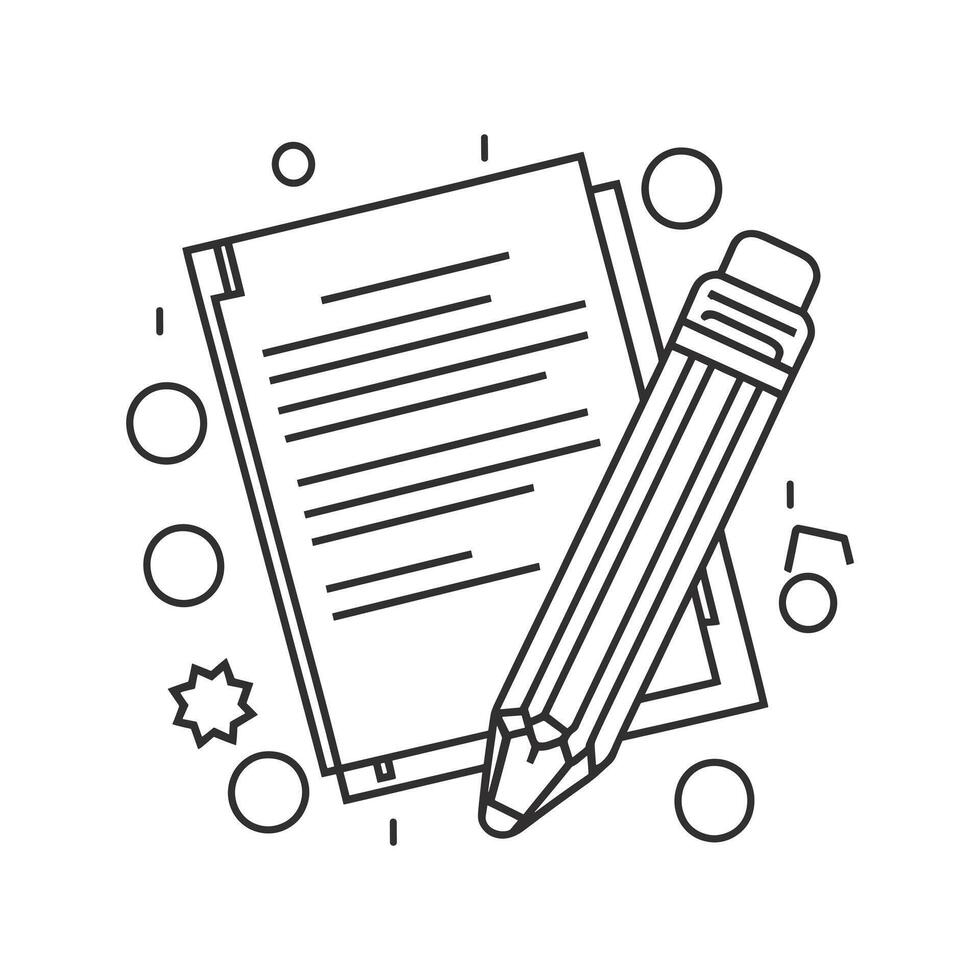Pencil and paper outline icon illustration vector