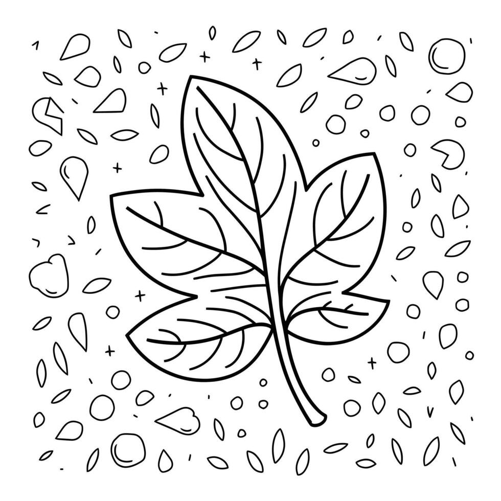 A leaf coloring page with leaves and dots vector