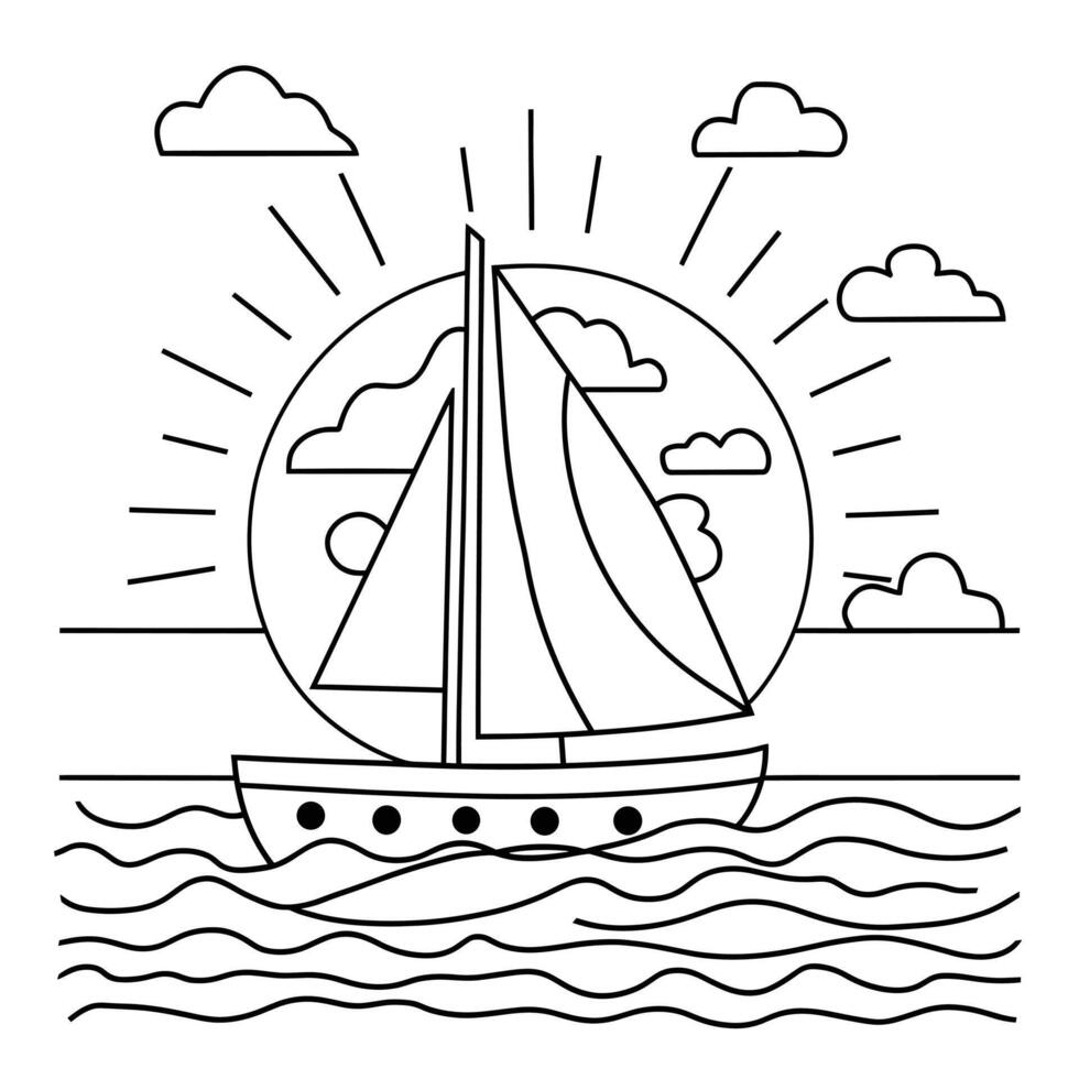 Sailboat sailing in the ocean illustration vector